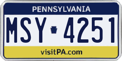 PA license plate MSY4251