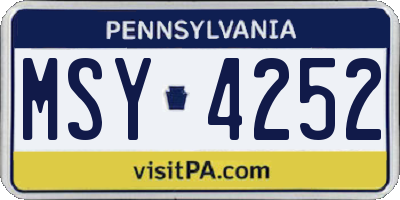 PA license plate MSY4252