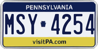 PA license plate MSY4254