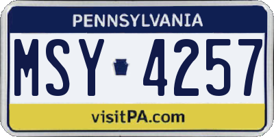 PA license plate MSY4257
