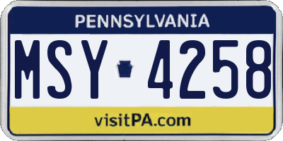 PA license plate MSY4258