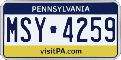 PA license plate MSY4259