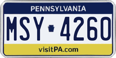 PA license plate MSY4260