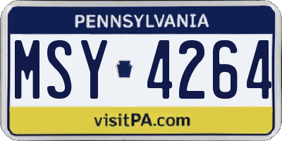 PA license plate MSY4264