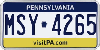 PA license plate MSY4265