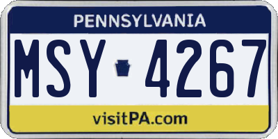 PA license plate MSY4267