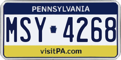 PA license plate MSY4268