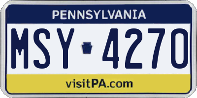 PA license plate MSY4270