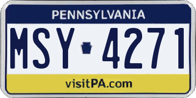 PA license plate MSY4271