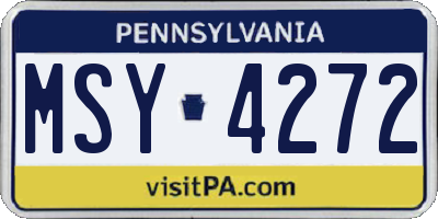 PA license plate MSY4272