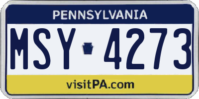 PA license plate MSY4273