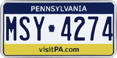 PA license plate MSY4274