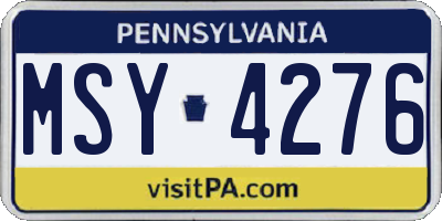 PA license plate MSY4276