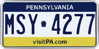 PA license plate MSY4277