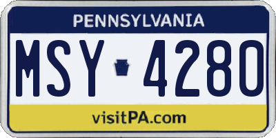 PA license plate MSY4280