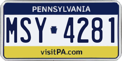 PA license plate MSY4281