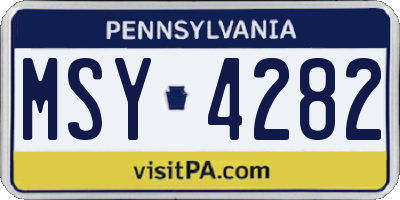 PA license plate MSY4282