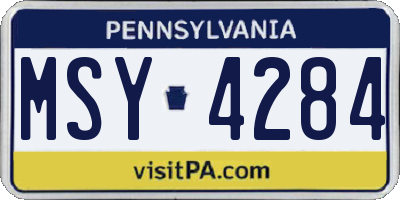 PA license plate MSY4284