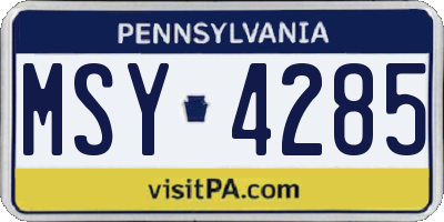 PA license plate MSY4285