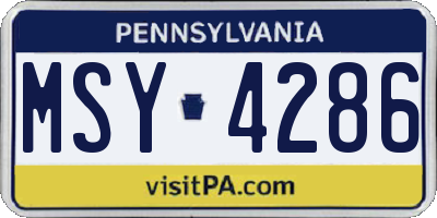 PA license plate MSY4286