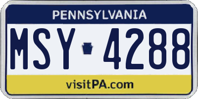 PA license plate MSY4288