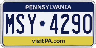 PA license plate MSY4290
