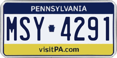 PA license plate MSY4291