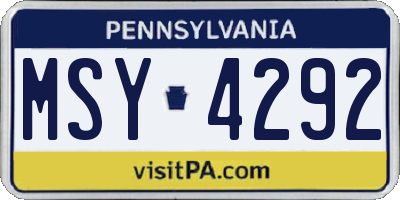 PA license plate MSY4292