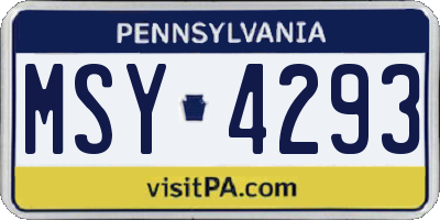 PA license plate MSY4293