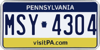 PA license plate MSY4304