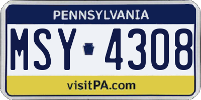 PA license plate MSY4308