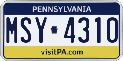 PA license plate MSY4310