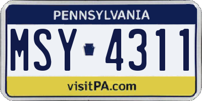 PA license plate MSY4311