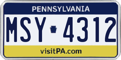 PA license plate MSY4312