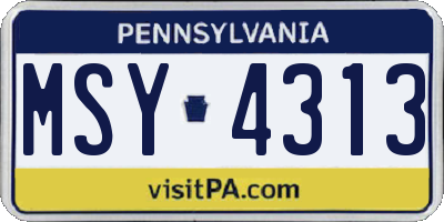 PA license plate MSY4313