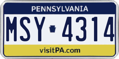PA license plate MSY4314