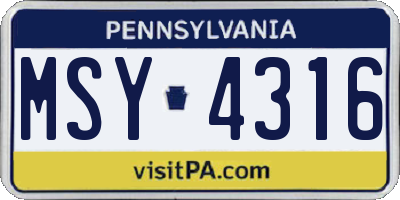 PA license plate MSY4316