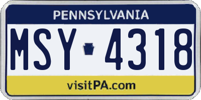 PA license plate MSY4318