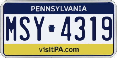 PA license plate MSY4319