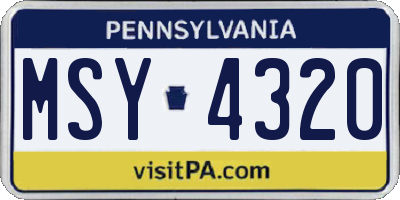 PA license plate MSY4320