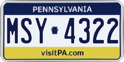 PA license plate MSY4322