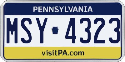 PA license plate MSY4323