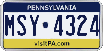 PA license plate MSY4324