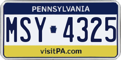 PA license plate MSY4325