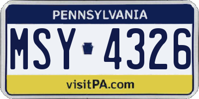 PA license plate MSY4326