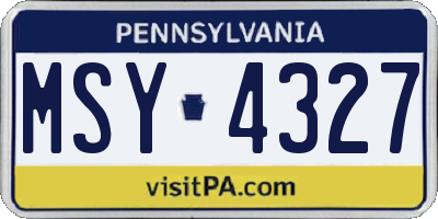 PA license plate MSY4327