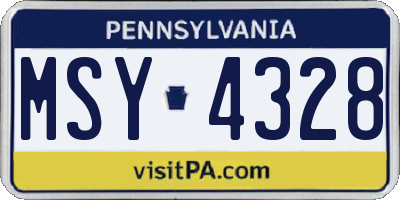 PA license plate MSY4328