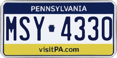 PA license plate MSY4330