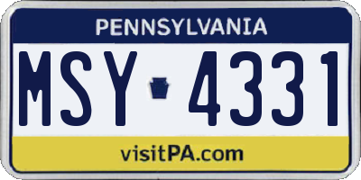 PA license plate MSY4331