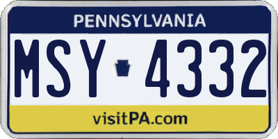 PA license plate MSY4332